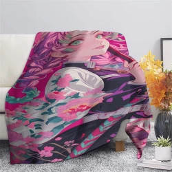 Tueur de démons: Demon Slayer Plaid en Polaire Imprimé 3D Couverture Douce Confortable pour Canapé Lit Bureau