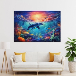 Dauphin Peinture sur toile sans cadre, impressions posters art mural pour déco maison chambre bureau