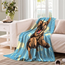 Berger allemand Plaid en Polaire Imprimé 3D Couverture Douce Confortable pour Canapé Lit Bureau