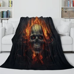 Crâne Plaid en Polaire Imprimé 3D Couverture Douce Confortable pour Canapé Lit Bureau