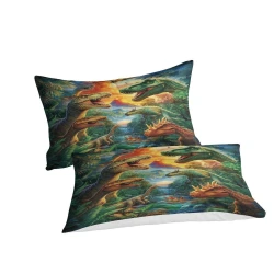 Dinosaure Housse de Couette Imprimée 3D Douce 3 Pièces Literie Garçons Filles