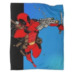 Marvel Deadpool Plaid en Polaire Imprimé 3D Couverture Douce Confortable pour Canapé Lit Bureau