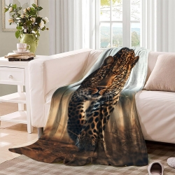 Léopard Plaid en Polaire Imprimé 3D Couverture Douce Confortable pour Canapé Lit Bureau