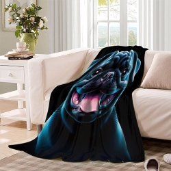 Pug Chien Plaid en Polaire Imprimé 3D Couverture Douce Confortable pour Canapé Lit Bureau