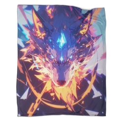 Loup Plaid en Polaire Imprimé 3D Couverture Douce Confortable pour Canapé Lit Bureau