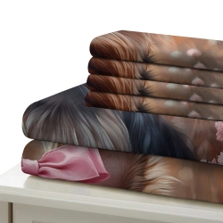 Yorkshire Terrier Housse de Couette Imprimée 3D Douce 3 Pièces Literie Garçons Filles