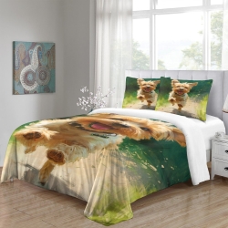 Yorkshire Terrier Housse de Couette Imprimée 3D Douce 3 Pièces Literie Garçons Filles