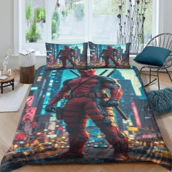 Deadpool Marvel Copripiumino Stampato 3D Morbido 3 Pezzi Biancheria da Letto per Ragazzi Ragazze