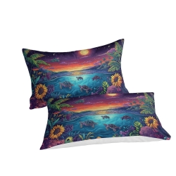 Tortue de mer Housse de Couette Imprimée 3D Douce 3 Pièces Literie Garçons Filles
