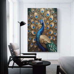 Paon Peinture sur toile sans cadre, impressions posters art mural pour déco maison chambre bureau