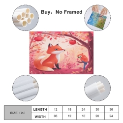 Renard Peinture sur toile sans cadre, impressions posters art mural pour déco maison chambre bureau