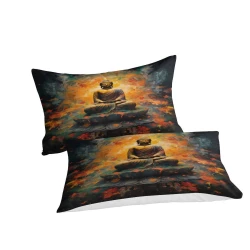 Bouddha Housse de Couette Imprimée 3D Douce 3 Pièces Literie Garçons Filles