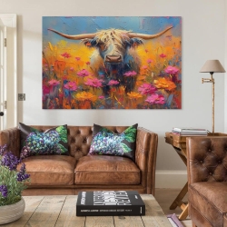 Vache des Highlands Peinture sur toile sans cadre, impressions posters art mural pour déco maison chambre bureau