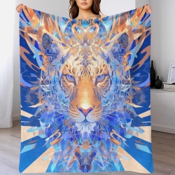 Lion Plaid en Polaire Imprimé 3D Couverture Douce Confortable pour Canapé Lit Bureau
