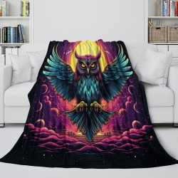 Hibou Plaid en Polaire Imprimé 3D Couverture Douce Confortable pour Canapé Lit Bureau