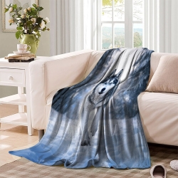 Husky Plaid en Polaire Imprimé 3D Couverture Douce Confortable pour Canapé Lit Bureau