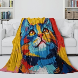 American Shorthair Chat Plaid en Polaire Imprimé 3D Couverture Douce Confortable pour Canapé Lit Bureau