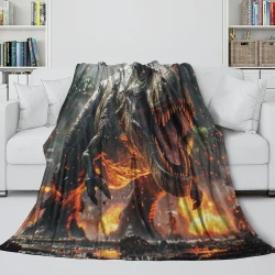 Dinosaure Plaid en Polaire Imprimé 3D Couverture Douce Confortable pour Canapé Lit Bureau