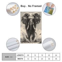 Éléphant Peinture sur toile sans cadre, impressions posters art mural pour déco maison chambre bureau