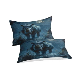 Rhinocéros Housse de Couette Imprimée 3D Douce 3 Pièces Literie Garçons Filles