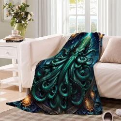 Mythe de l'horreur Cthulhu Plaid en Polaire Imprimé 3D Couverture Douce Confortable pour Canapé Lit Bureau