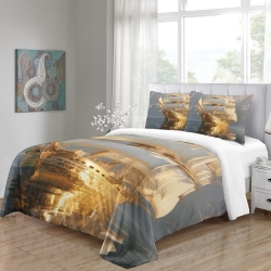 Voilier Housse de Couette Imprimée 3D Douce 3 Pièces Literie Garçons Filles