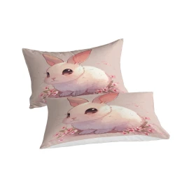 Lapin Housse de Couette Imprimée 3D Douce 3 Pièces Literie Garçons Filles