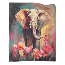 Éléphant Plaid en Polaire Imprimé 3D Couverture Douce Confortable pour Canapé Lit Bureau