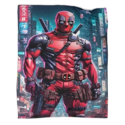 Marvel Deadpool Plaid en Polaire Imprimé 3D Couverture Douce Confortable pour Canapé Lit Bureau
