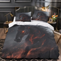 Cheval Housse de Couette Imprimée 3D Douce 3 Pièces Literie Garçons Filles