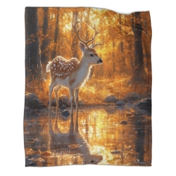 Cerf sika Plaid en Polaire Imprimé 3D Couverture Douce Confortable pour Canapé Lit Bureau