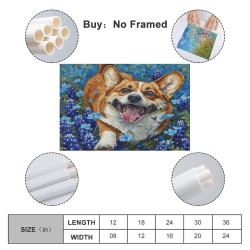 Corgi Peinture sur toile sans cadre, impressions posters art mural pour déco maison chambre bureau
