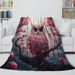 Hibou Plaid en Polaire Imprimé 3D Couverture Douce Confortable pour Canapé Lit Bureau