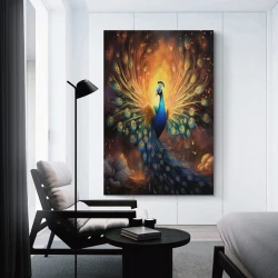 Paon Peinture sur toile sans cadre, impressions posters art mural pour déco maison chambre bureau