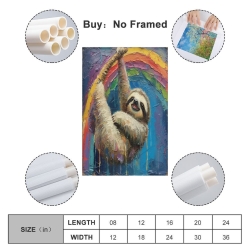 Paresseux Peinture sur toile sans cadre, impressions posters art mural pour déco maison chambre bureau