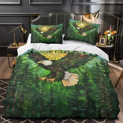Aigle Housse de Couette Imprimée 3D Douce 3 Pièces Literie Garçons Filles