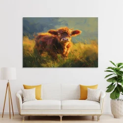 Vache des Highlands Peinture sur toile sans cadre, impressions posters art mural pour déco maison chambre bureau