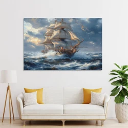 Velero Pintura en lienzo sin marco, impresiones de pósters arte pared para decoración hogar dormitorio oficina