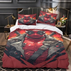 Deadpool Marvel Housse de Couette Imprimée 3D Douce 3 Pièces Literie Garçons Filles