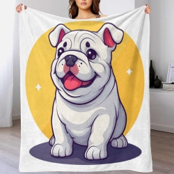 Bouledogue Plaid en Polaire Imprimé 3D Couverture Douce Confortable pour Canapé Lit Bureau