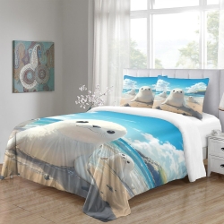Phoque Housse de Couette Imprimée 3D Douce 3 Pièces Literie Garçons Filles