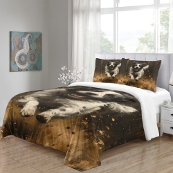 Border Collie Housse de Couette Imprimée 3D Douce 3 Pièces Literie Garçons Filles