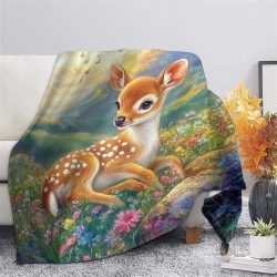 Cerf sika Plaid en Polaire Imprimé 3D Couverture Douce Confortable pour Canapé Lit Bureau
