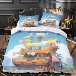 Voilier Housse de Couette Imprimée 3D Douce 3 Pièces Literie Garçons Filles