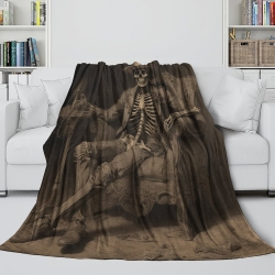 Crâne Plaid en Polaire Imprimé 3D Couverture Douce Confortable pour Canapé Lit Bureau
