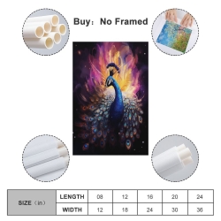 Paon Peinture sur toile sans cadre, impressions posters art mural pour déco maison chambre bureau
