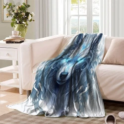 Wolf 3D Gedruckte Fleece-Decke Weiche Gemütliche Decke für Sofa Bett Büro