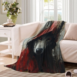 Loup Plaid en Polaire Imprimé 3D Couverture Douce Confortable pour Canapé Lit Bureau