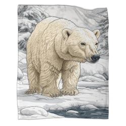 Ours polaire Plaid en Polaire Imprimé 3D Couverture Douce Confortable pour Canapé Lit Bureau