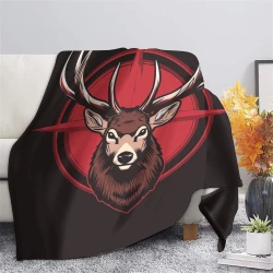 Renne Plaid en Polaire Imprimé 3D Couverture Douce Confortable pour Canapé Lit Bureau
